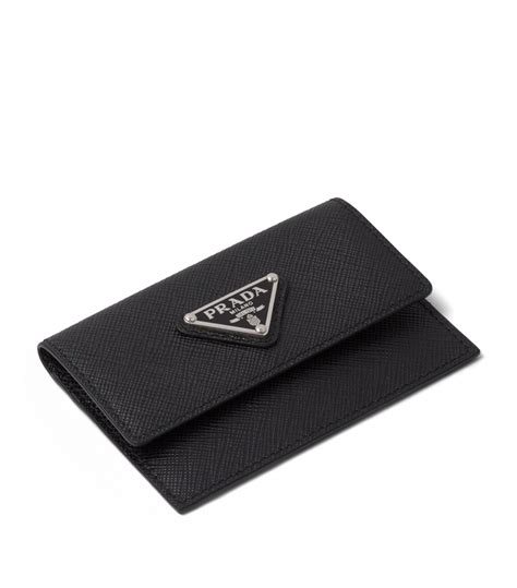 prada black leather credit card case|Black Saffiano Leather Card Holder .